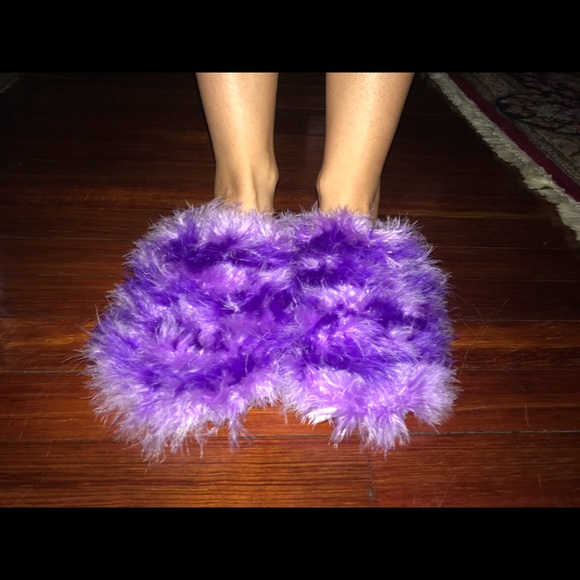 womens purple fuzzy slippers